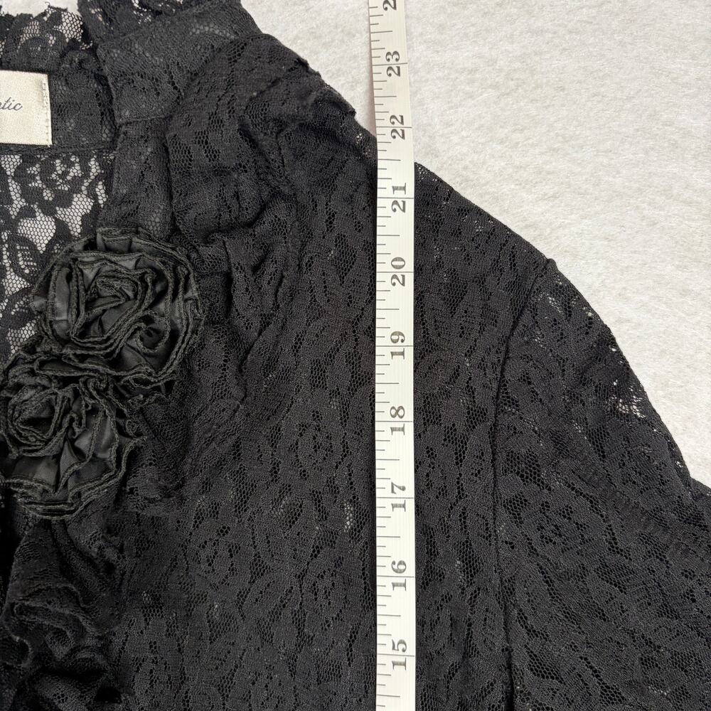 Hopeless Romantic Floral Ruffle Lace Top Women's M Black Sheer Gothic Victorian - Picture 5 of 8